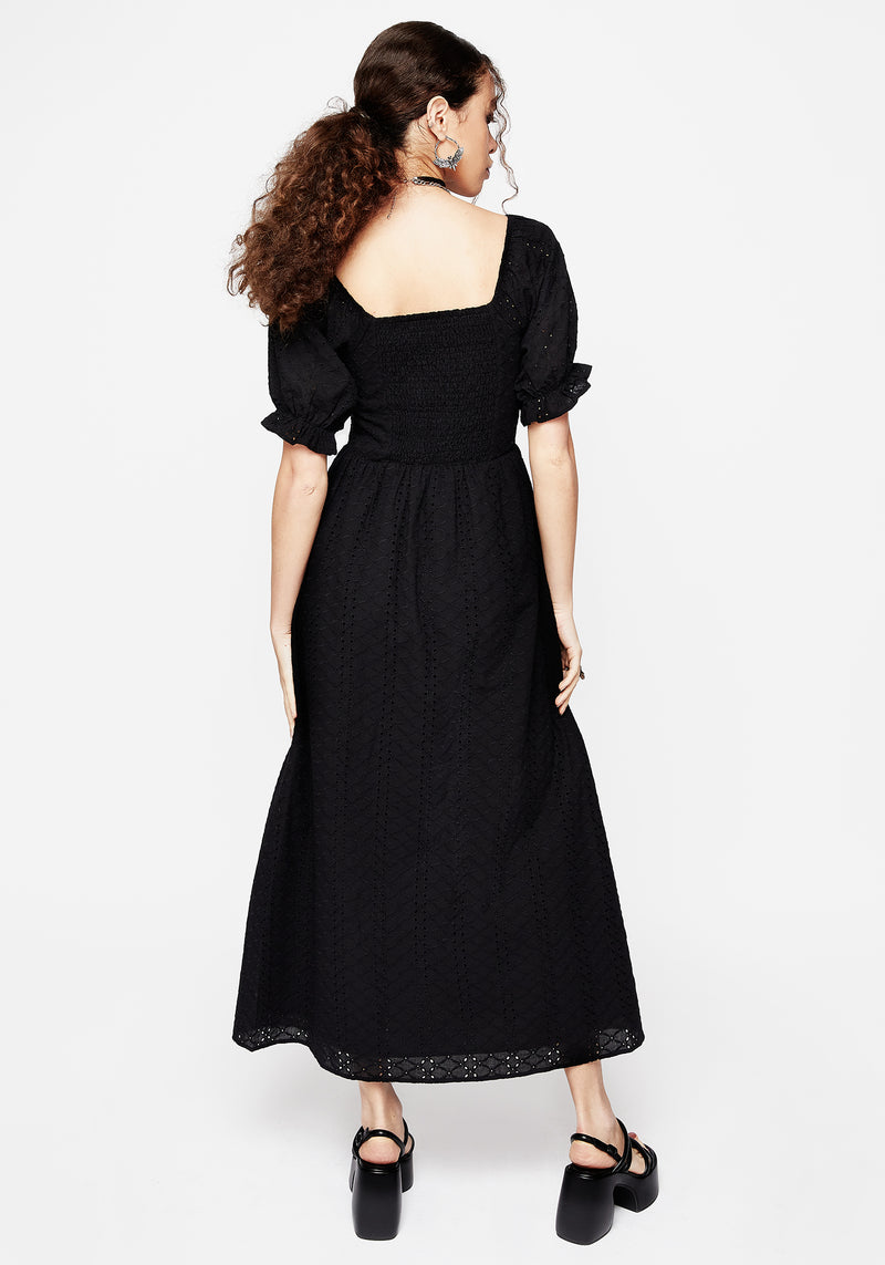 Euthymia Broderie Puff Sleeve Maxi Dress