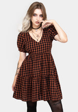 Terra Check Mini Smock Dress - Orange