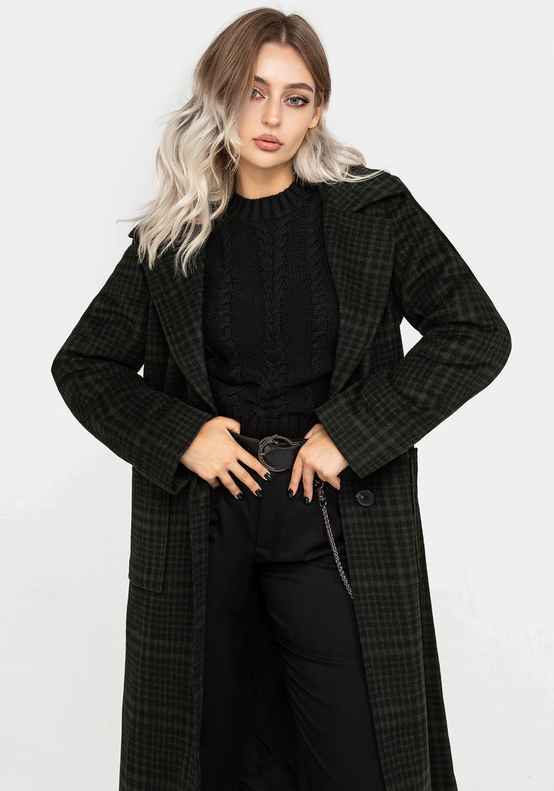 Jackdaw Check Wool Blend Duster Coat Disturbia