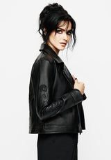 Mori Embroidered Faux Leather Jacket