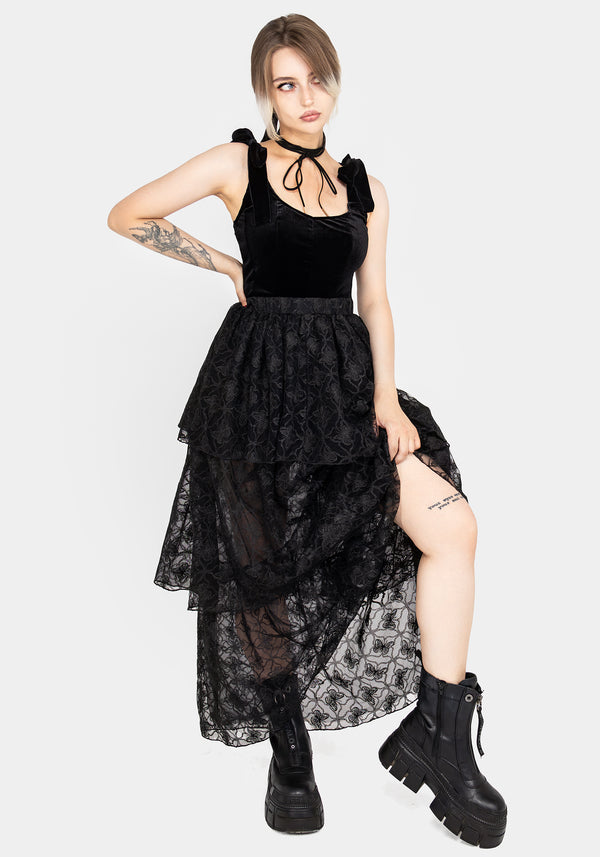 Chrysalis Butterfly Lace Tiered Maxi Skirt