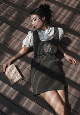 Mycelium Embroidered Mini Pinafore Dress