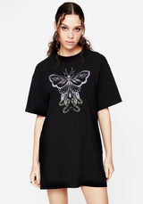 Mimicry Bestickt Mini T-Shirt Kleid