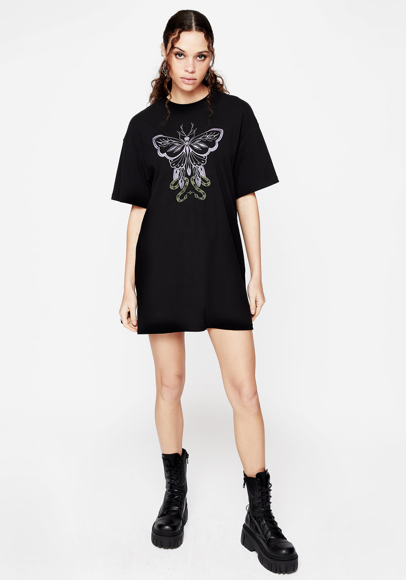 Mimicry Bestickt Mini T-Shirt Kleid