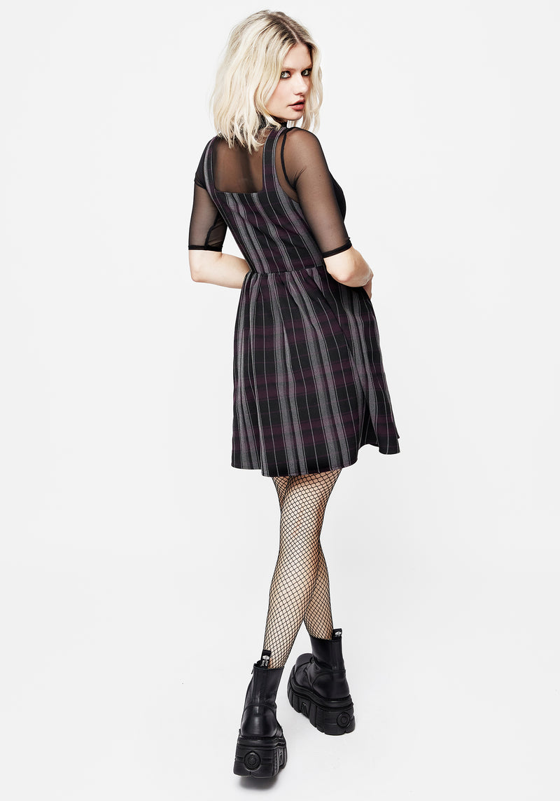 Gambit Check Wrap Suspender Mini Dress