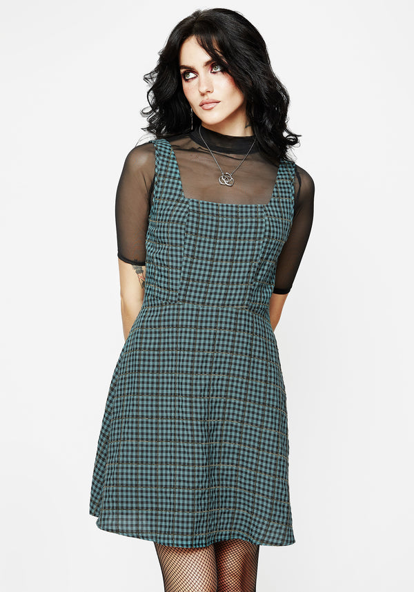 Restless Check Mini Apron Dress