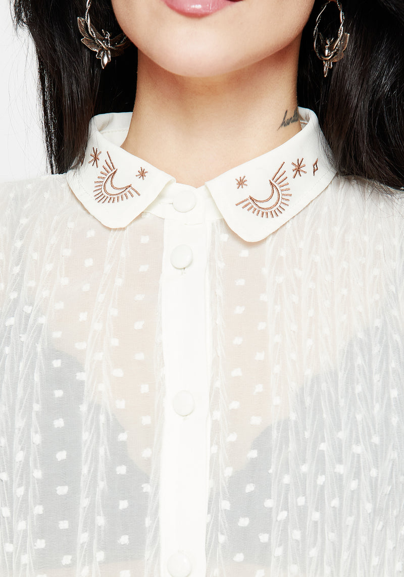 Madeleine Embroidered Chiffon Blouse Top