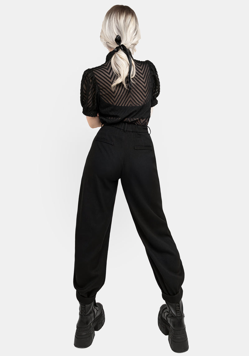 Dianne Embroidered Balloon Trousers - Black