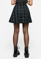 Cardio Check Cotton Pleated Mini Skirt