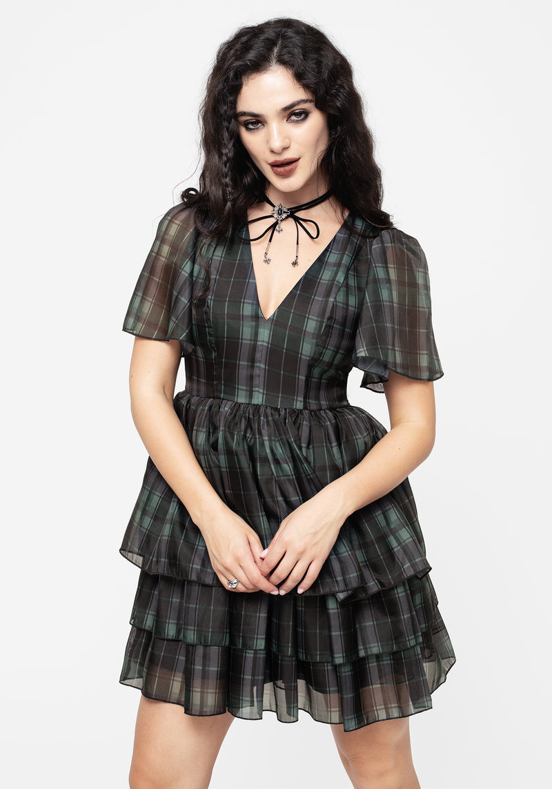 Checkmate Layered Organza Mini Dress