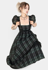 Checkmate Puffärmel Ärmel Gelagert Organza Midi Kleid