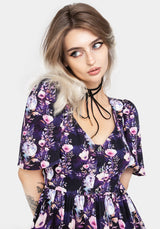 Socordia Floral Moon Button Front Mini Dress