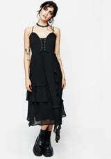 Corsair Spitze Vorderseite Asymmetrisch Midi Kleid