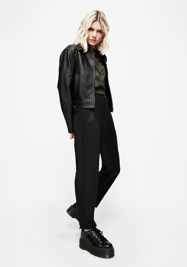 Marsilea Fern Embroidered Tapered Tailored Trousers