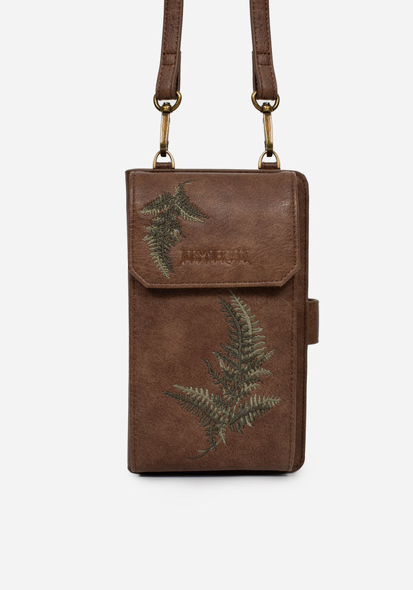 Fern Embroidered Crossbody Phone Bag