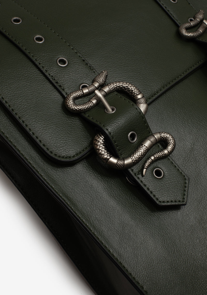 Mamba Snake Buckle Satchel Bag