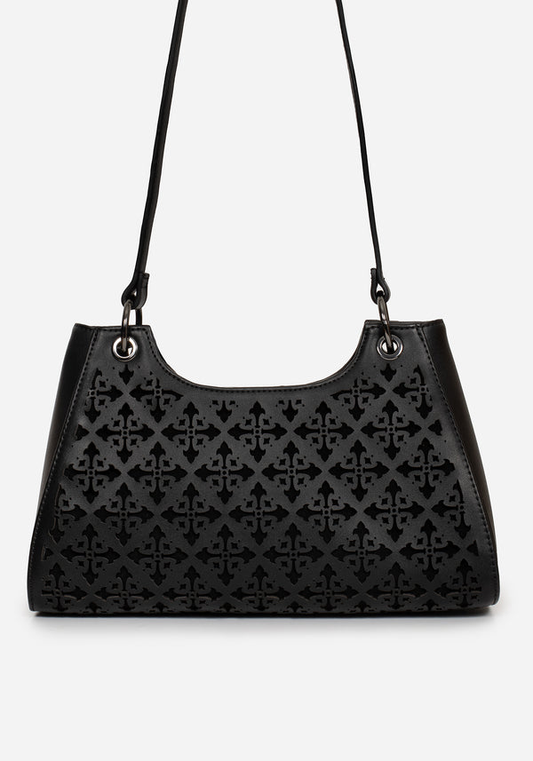 Crux Cut Out Faux Leather Shoulder Bag