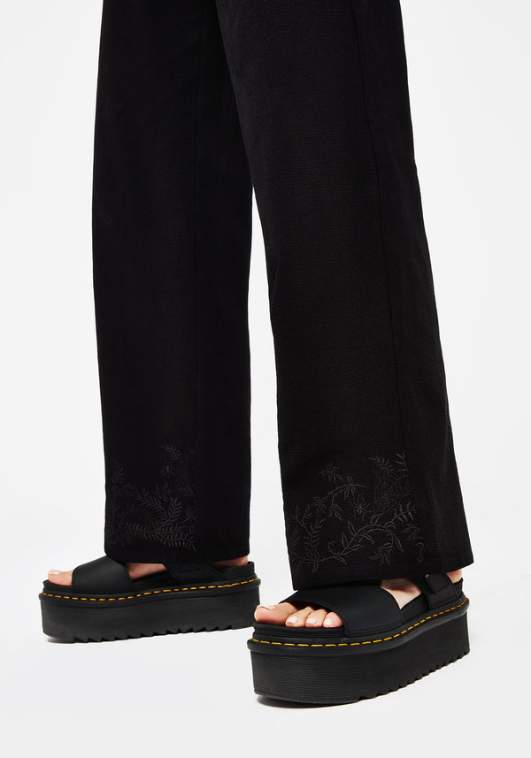 Thorell Embroidered Cotton Wide Leg Trousers