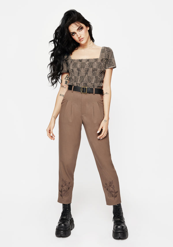 Hazel Embroidered Slim Tailored Trousers