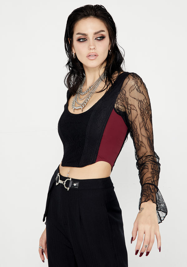 Lycia Lace Flared Sleeve Corset