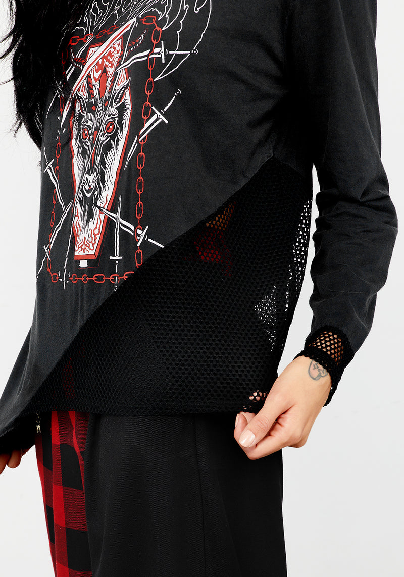 Hellbound Layered Fishnet Long Sleeve T-shirt