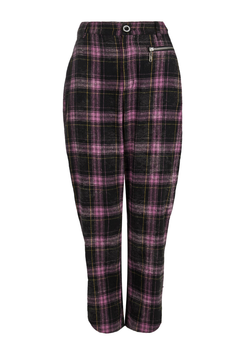 Pink and store black check trousers