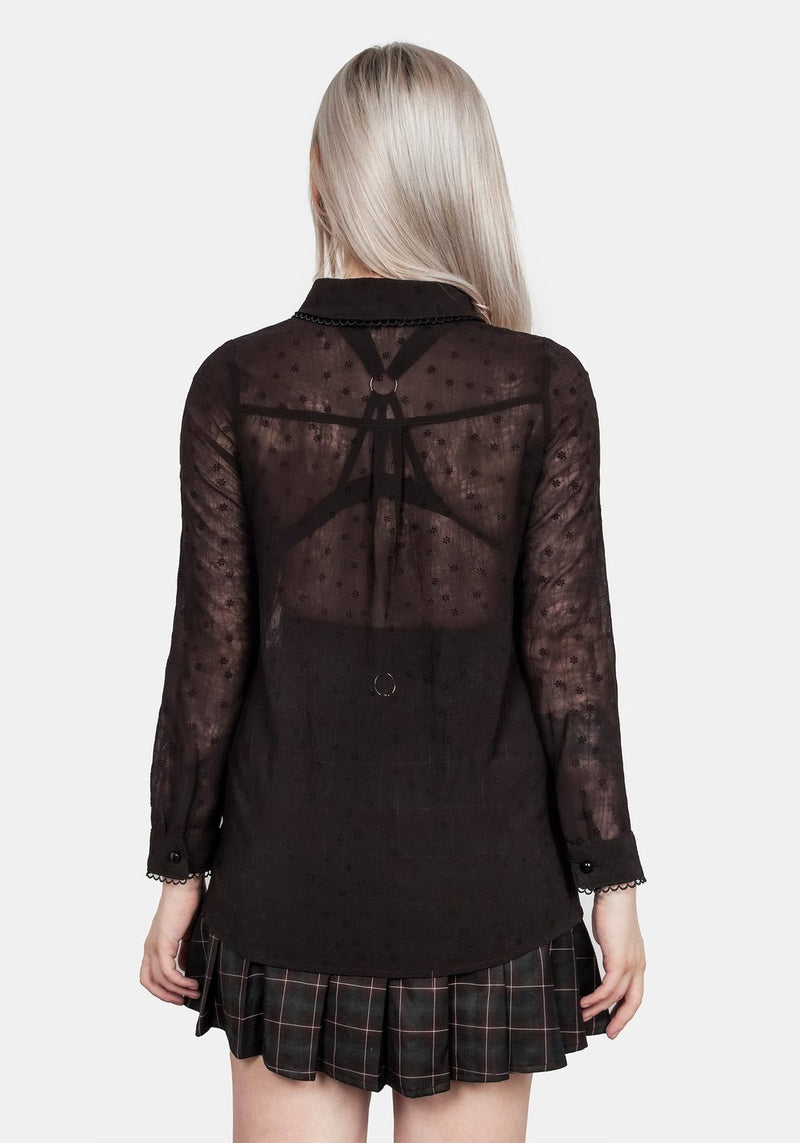 Sabrina Sheer Lace Trim Blouse