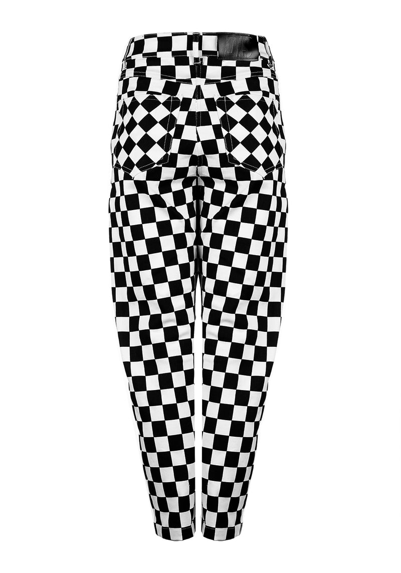 Checkered Jeans in Black — CARY LANE