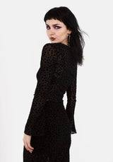 LOVESPELL FLOCKED MESH LONG SLEEVE TOP