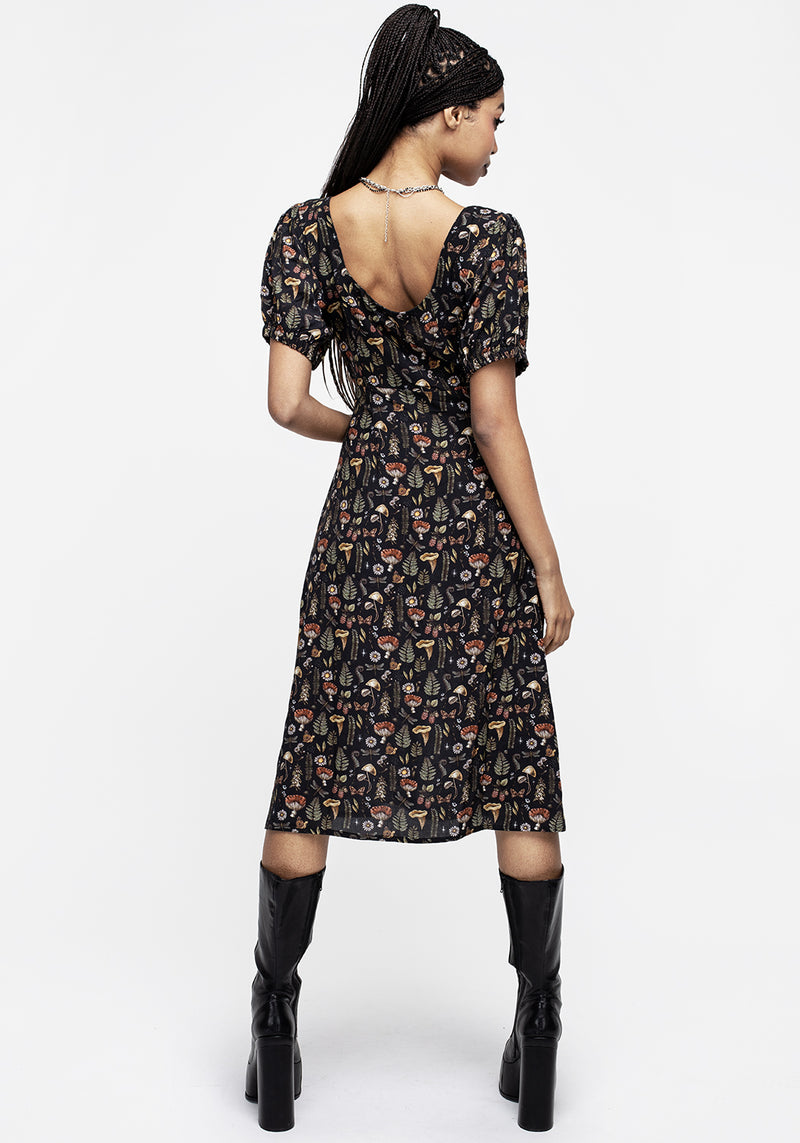 Luthien Puff Sleeve Midi Dress