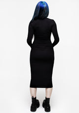 Leviathan Funnel Neck Rib Midi Dress