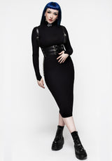 Leviathan Funnel Neck Rib Midi Dress