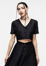 Realm Button Down Crop Top - Midnight Black