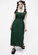 Basilisk Green Linen Blend Midaxi Dress