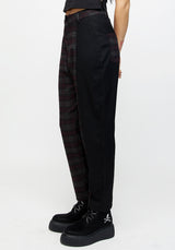 Dropout Spliced Check Mom Trousers