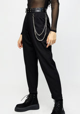 Lizzy Faux Leather Eyelet Tape Tailored Trousers