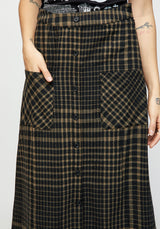 Dropout Check Button Down Midaxi Skirt