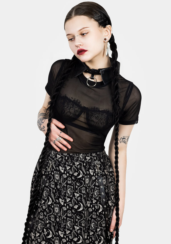 Lita Mesh Detachable Collar Crop Top