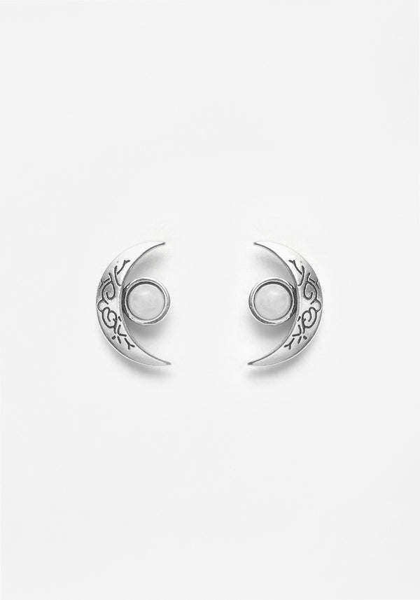 CRESCENT MOONSTONE STUDS